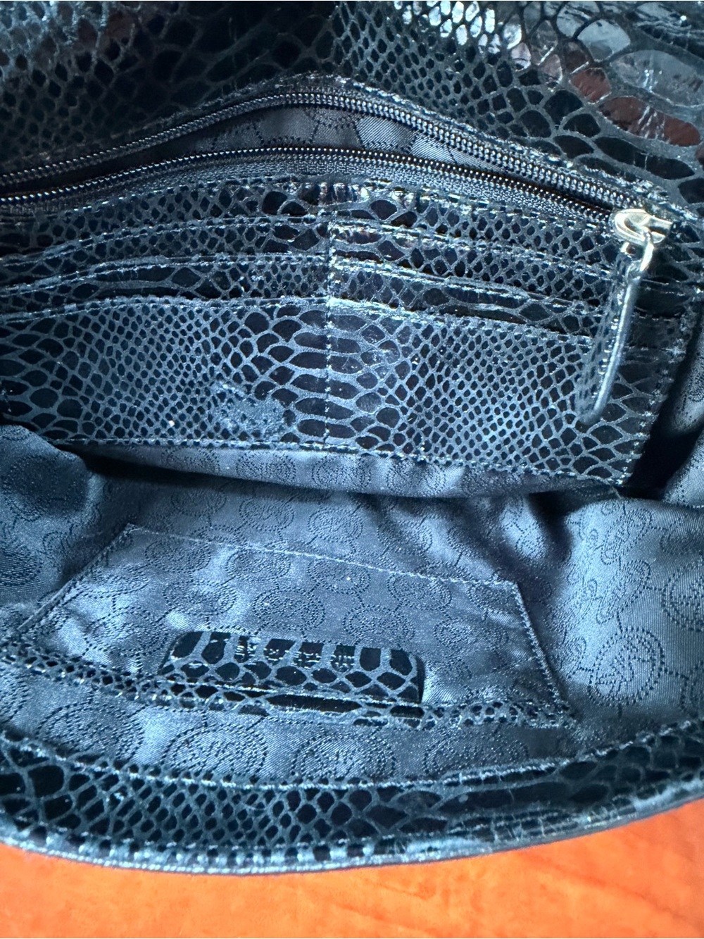 Michael Kors Black Embossed Snakeskin Clutch with Metallic Trim - Picture 8 of 11